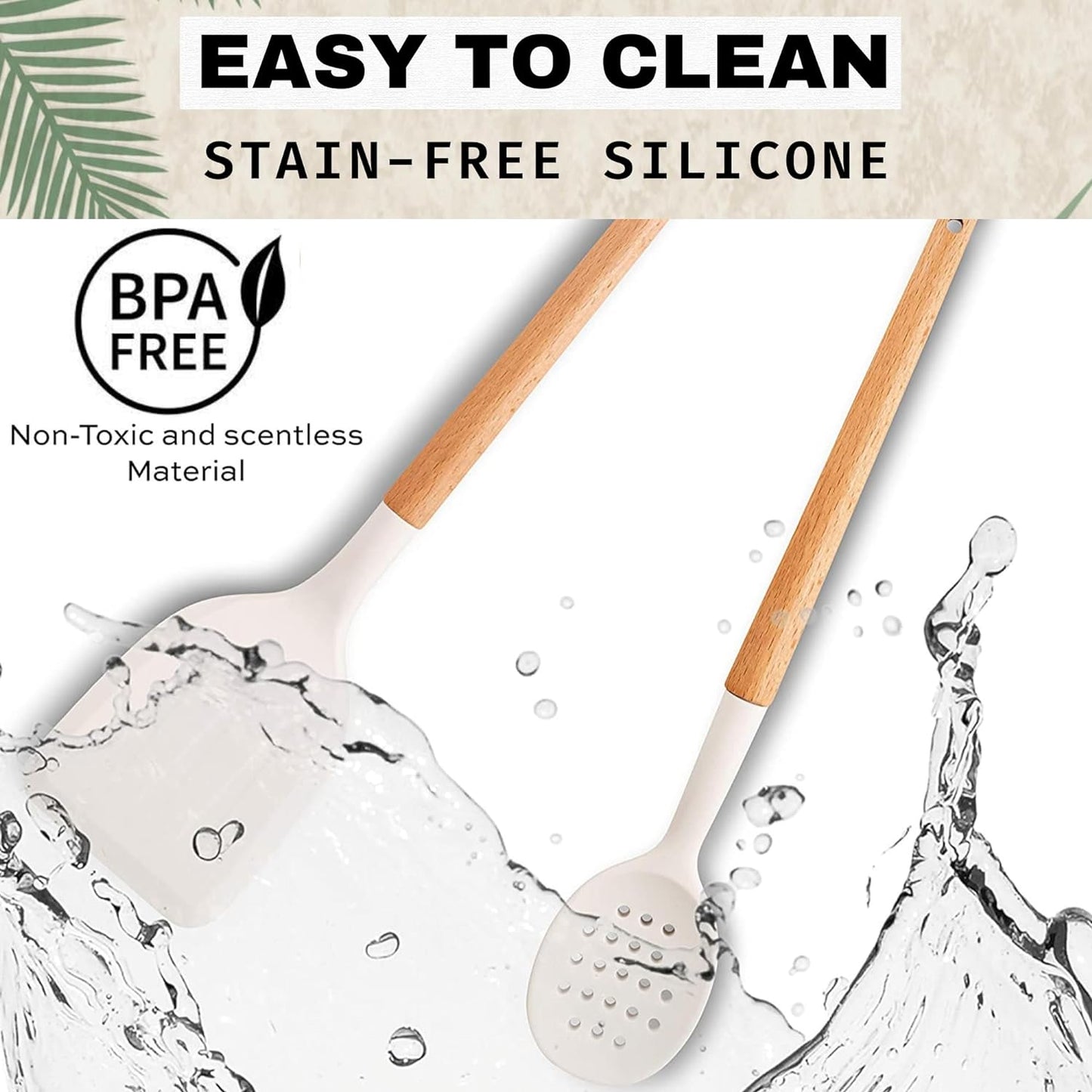 Five14 Premium Heat-Resistant Silicone Kitchen Utensils Set with Whisk - White Culinary Collection