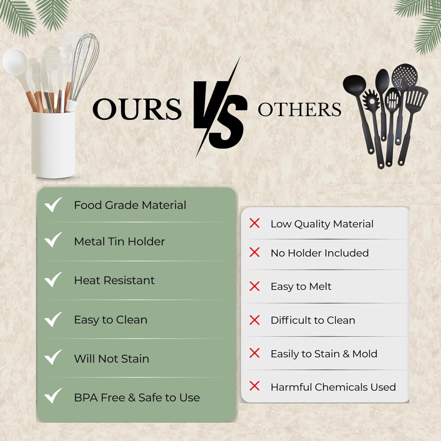 Five14 Premium Heat-Resistant Silicone Kitchen Utensils Set with Whisk - White Culinary Collection