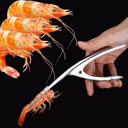 Professional Stainless Steel Shrimp and Prawn Peeling Tool - Line Cutter and Seafood Cleaning Appliance