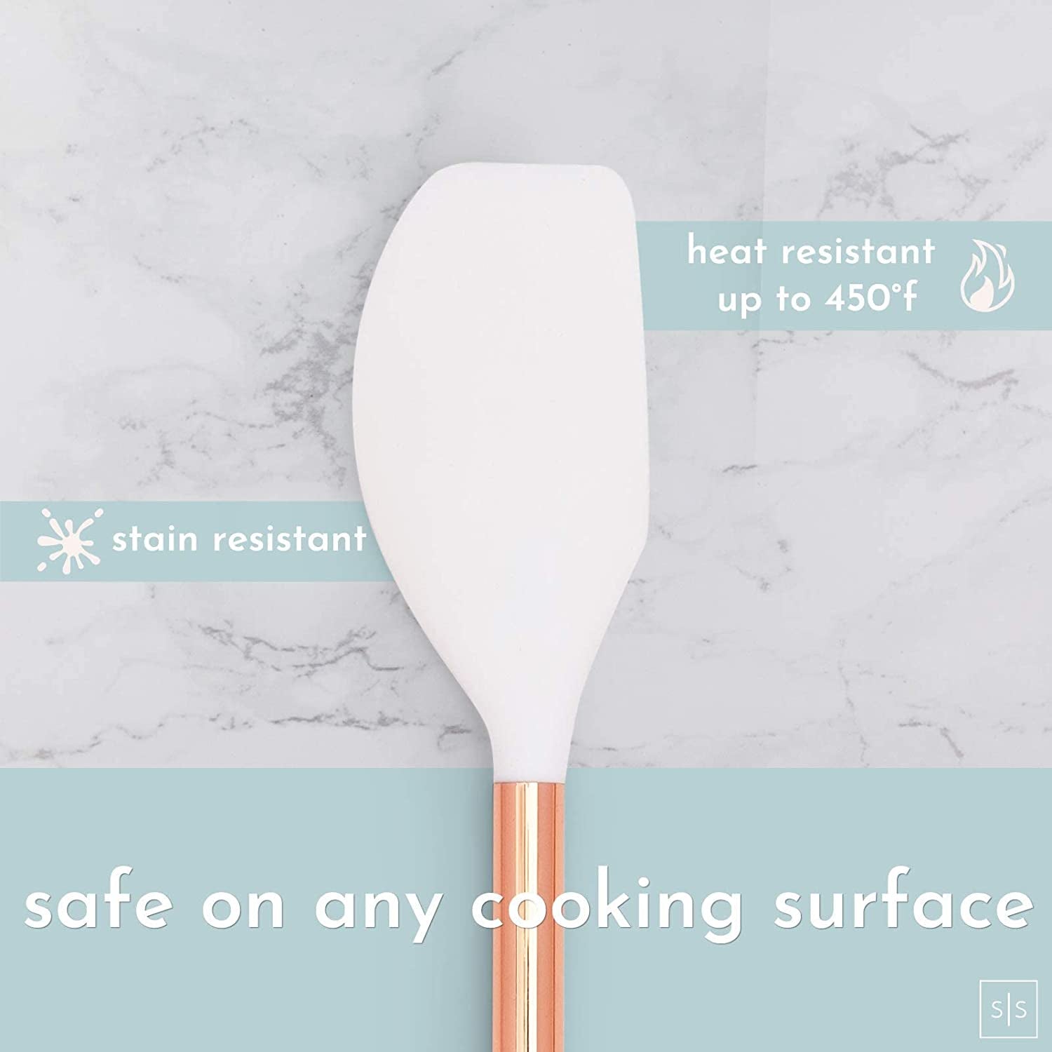 17-Piece White Silicone and Copper Kitchen Utensil Set with Holder - Elegant Rose Gold Cooking Tools for Nonstick Cookware, Featuring Measuring Cups and Spoons