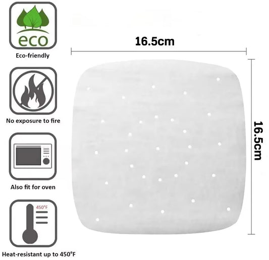 100-Pack Perforated 9-Inch Air Fryer Parchment Paper Liners - Perfect for Steamers, Cake Pans, and Oven Cooking