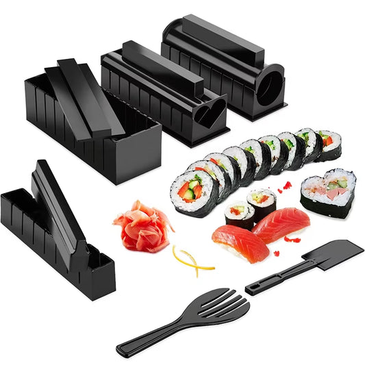 LMETJMA 10-Piece Sushi Making Kit - Create Perfect Sushi Rolls at Home with Easy DIY Mold Press Set!