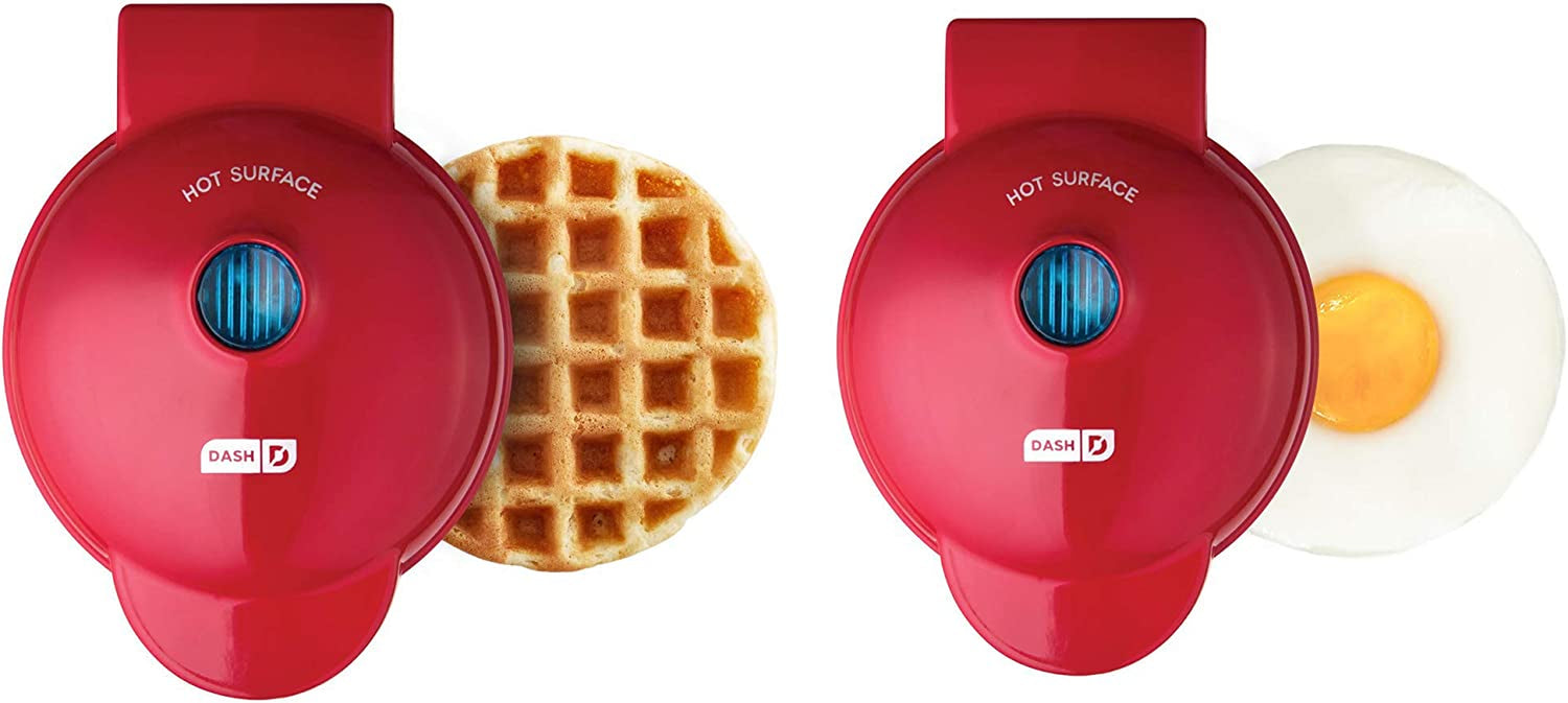 DASH Mini Waffle Maker & Griddle Set - Vibrant Red for Perfect Breakfasts!