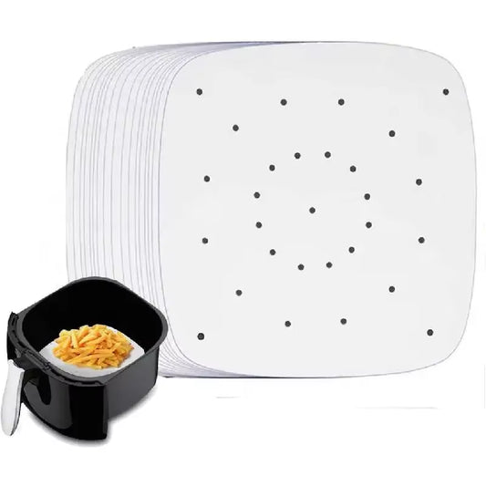 100-Pack Perforated 9-Inch Air Fryer Parchment Paper Liners - Perfect for Steamers, Cake Pans, and Oven Cooking