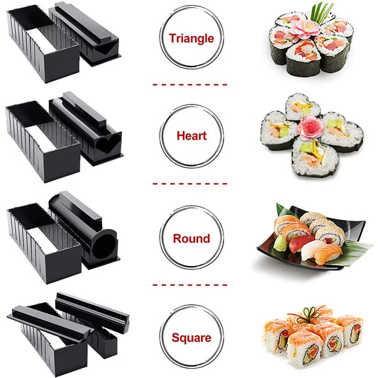 LMETJMA 10-Piece Sushi Making Kit - Create Perfect Sushi Rolls at Home with Easy DIY Mold Press Set!