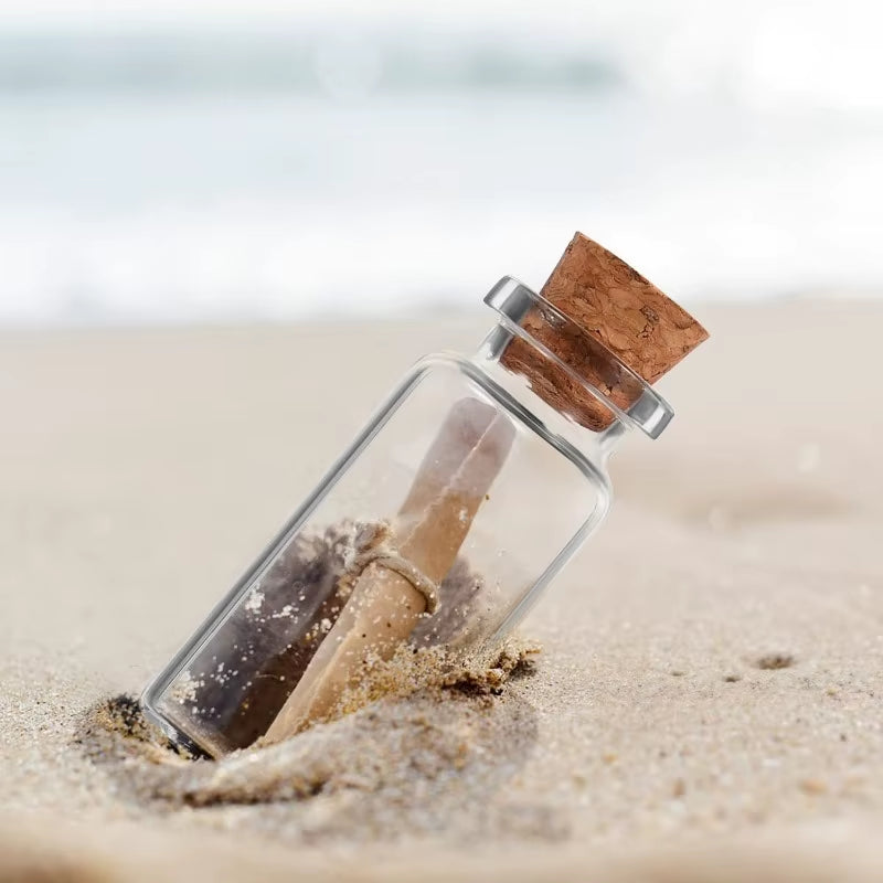10-Piece Set of Small Glass Bottles (5ml-20ml) with Cork Stoppers for DIY Decoration and Message Vials